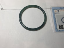 Load image into Gallery viewer, 56.5mm Certified Type A 100% Natural icy watery dark green/blue/gray with Guatemala slim round cut Jadeite bangle PH16-2354
