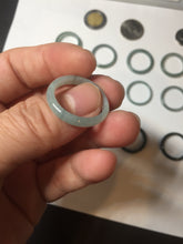 Load image into Gallery viewer, 18.1mm size 8 100% natural type A icy watery green/blue slim style Guatemala jadeite jade band ring group  BP75
