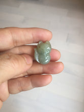 Load image into Gallery viewer, 100% natural type A dark green/light green/white/gray jadeite jade fox pendant necklace PC123
