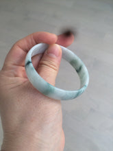 Load image into Gallery viewer, 52.5mm certified type A 100% Natural green/white with green floating flowers jadeite jade bangle AT94-0777
