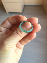 Load image into Gallery viewer, 17.9mm size 7 3/4 100% natural type A icy watery green/blue slim style Guatemala jadeite jade band ring group PE82
