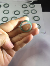 Load image into Gallery viewer, 18.5mm size 8 1/2 100% natural type A icy watery green/blue slim style Guatemala jadeite jade band ring group PE79
