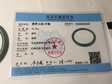 Load image into Gallery viewer, 56.5mm Certified Type A 100% Natura dark blue/green/gray/black Guatemala slim round cut Jadeite bangle PJ98-2453
