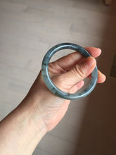 Load image into Gallery viewer, 55.4mm Certified Type A 100% Natural icy watery dark green/gray round cut Jadeite bangle AA133-6936
