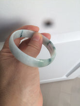 Load image into Gallery viewer, 52.5mm certified type A 100% Natural green/white with green floating flowers jadeite jade bangle AT94-0777
