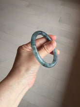 Load image into Gallery viewer, 55.4mm Certified Type A 100% Natural icy watery dark green/gray round cut Jadeite bangle AA133-6936
