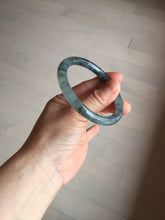 Load image into Gallery viewer, 55.4mm Certified Type A 100% Natural icy watery dark green/gray round cut Jadeite bangle AA133-6936

