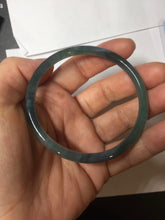 Load image into Gallery viewer, 56.5mm Certified Type A 100% Natural icy watery dark green/blue/gray with Guatemala slim round cut Jadeite bangle PH16-2354
