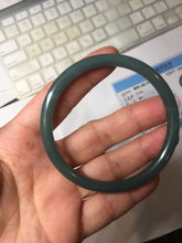 Load image into Gallery viewer, 56.5mm Certified Type A 100% Natura dark blue/green/gray/black Guatemala slim round cut Jadeite bangle PJ98-2453

