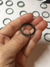 Load image into Gallery viewer, 18.5mm size 8 1/2 100% natural type A icy watery green/blue slim style Guatemala jadeite jade band ring group PE79
