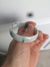 Load image into Gallery viewer, 52.5mm certified type A 100% Natural green/white with green floating flowers jadeite jade bangle AT94-0777
