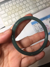 Load image into Gallery viewer, 56.5mm Certified Type A 100% Natura dark blue/green/gray/black Guatemala slim round cut Jadeite bangle PJ98-2453
