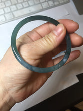 Load image into Gallery viewer, 56.5mm Certified Type A 100% Natural icy watery dark green/blue/gray with Guatemala slim round cut Jadeite bangle PH16-2354
