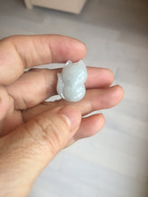 Load image into Gallery viewer, 100% natural type A dark green/light green/white/gray jadeite jade fox pendant necklace PC123
