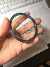 Load image into Gallery viewer, 56.5mm Certified Type A 100% Natural icy watery dark green/blue/gray with Guatemala slim round cut Jadeite bangle PH16-2354
