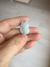 Load image into Gallery viewer, 100% natural type A dark green/light green/white/gray jadeite jade fox pendant necklace PC123
