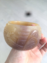 Load image into Gallery viewer, 54mm certified 100% natural yellow orange purple Quartzite (Shetaicui jade) carved people and landscape Zen bangle XY59-0001
