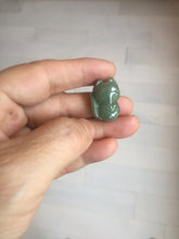 Load image into Gallery viewer, 100% natural type A dark green/light green/white/gray jadeite jade fox pendant necklace PC123
