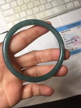Load image into Gallery viewer, 56.5mm Certified Type A 100% Natura dark blue/green/gray/black Guatemala slim round cut Jadeite bangle PJ98-2453
