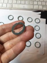 Load image into Gallery viewer, 18.5mm size 8 1/2 100% natural type A icy watery green/blue slim style Guatemala jadeite jade band ring group PE79
