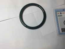 Load image into Gallery viewer, 54.5mm Certified Type A 100% Natural dark green/blue/gray with Guatemala slim round cut Jadeite bangle PH17-2345
