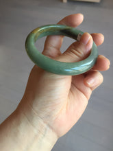 Load image into Gallery viewer, 55.4mm certified 100% natural Type A dark green yellow gray black jadeite jade bangle AA72-7576

