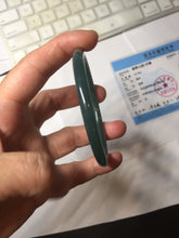 Load image into Gallery viewer, 56.5mm Certified Type A 100% Natura dark blue/green/gray/black Guatemala slim round cut Jadeite bangle PJ98-2453
