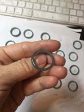 Load image into Gallery viewer, 18.5mm size 8 1/2 100% natural type A icy watery green/blue slim style Guatemala jadeite jade band ring group PE79
