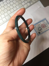 Load image into Gallery viewer, 54.5mm Certified Type A 100% Natural dark green/blue/gray with Guatemala slim round cut Jadeite bangle PH17-2345

