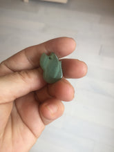 Load image into Gallery viewer, 100% natural type A dark green/light green/white/gray jadeite jade fox pendant necklace PC123
