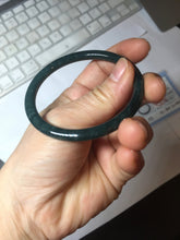 Load image into Gallery viewer, 54.5mm Certified Type A 100% Natural dark green/blue/gray with Guatemala slim round cut Jadeite bangle PH17-2345
