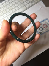 Load image into Gallery viewer, 54.5mm Certified Type A 100% Natural dark green/blue/gray with Guatemala slim round cut Jadeite bangle PH17-2345
