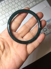 Load image into Gallery viewer, 54.5mm Certified Type A 100% Natural dark green/blue/gray with Guatemala slim round cut Jadeite bangle PH17-2345
