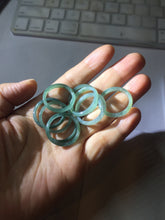 Load image into Gallery viewer, 18.3mm size 8 1/4 100% natural type A icy watery green/blue slim style Guatemala jadeite jade band ring group PE80
