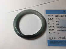 Load image into Gallery viewer, 56.6mm certified 100% natural Type dark green/ gray jadeite jade bangle AU56-4021
