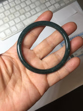 Load image into Gallery viewer, 54.5mm Certified Type A 100% Natural dark green/blue/gray with Guatemala slim round cut Jadeite bangle PH17-2345
