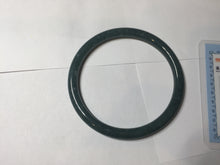 Load image into Gallery viewer, 59.5mm Certified Type A 100% Natural dark green/blue/gray with Guatemala slim round cut Jadeite bangle PH18-2353
