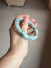 Load image into Gallery viewer, 58mm certified 100% natural Type A watermelon-rind green white Cool White Base with Misty Green Patches jadeite bangle PE33-2126
