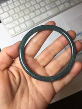 Load image into Gallery viewer, 59.5mm Certified Type A 100% Natural dark green/blue/gray with Guatemala slim round cut Jadeite bangle PH18-2353

