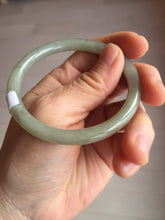 Load image into Gallery viewer, 54.7mm Certified type A 100% Natural light green gray black slim round cut Jadeite bangle PA194-2460

