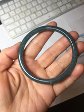 Load image into Gallery viewer, 59.5mm Certified Type A 100% Natural dark green/blue/gray with Guatemala slim round cut Jadeite bangle PH18-2353

