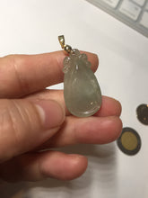 Load image into Gallery viewer, 100% Natural type A icy watery light green/gray Jadeite Jade seashell (福贝)  pendant F150
