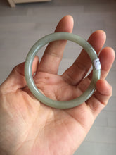Load image into Gallery viewer, 54.7mm Certified type A 100% Natural light green gray black slim round cut Jadeite bangle PA194-2460

