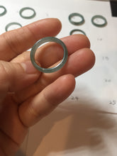Load image into Gallery viewer, 18.3mm size 8 1/4 100% natural type A icy watery green/blue slim style Guatemala jadeite jade band ring group PE80

