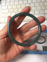 Load image into Gallery viewer, 56.5mm Certified Type A 100% Natura dark blue/green/gray/black Guatemala slim round cut Jadeite bangle PJ98-2453
