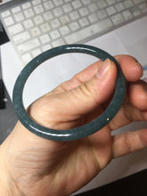 Load image into Gallery viewer, 59.5mm Certified Type A 100% Natural dark green/blue/gray with Guatemala slim round cut Jadeite bangle PH18-2353
