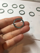 Load image into Gallery viewer, 18.3mm size 8 1/4 100% natural type A icy watery green/blue slim style Guatemala jadeite jade band ring group PE80
