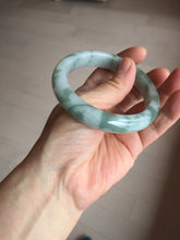 Load image into Gallery viewer, 58mm certified 100% natural Type A watermelon-rind green white Cool White Base with Misty Green Patches jadeite bangle PE33-2126
