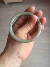 Load image into Gallery viewer, 54.7mm Certified type A 100% Natural light green gray black slim round cut Jadeite bangle PA194-2460
