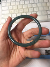Load image into Gallery viewer, 56.5mm Certified Type A 100% Natura dark blue/green/gray/black Guatemala slim round cut Jadeite bangle PJ98-2453
